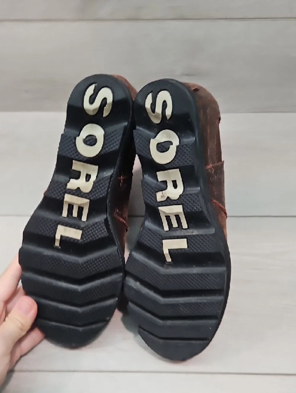 Sorel Brown Leather Chelsea Wedge Ankle Boots